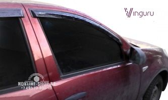 Дефлекторы окон Vinguru Renault Sandero 2010- накладные скотч к-т 4 шт., материал литьевой поликарбонат