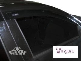 Дефлекторы окон Vinguru Renault Logan II 2014- сед накладные скотч к-т 4 шт., материал литьевой поликарбонат
