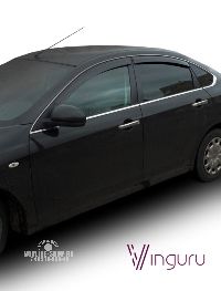 Дефлекторы окон Vinguru Nissan Almera 2012- сед накладные скотч к-т 4 шт., материал литьевой поликарбонат