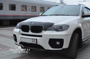 Дефлектор капота темный BMW X5 2007-2013 / Х6 2007-2014 (короткий) тёмный,