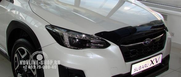 Дефлектор капота Subaru XV 2017-, короткий, темный